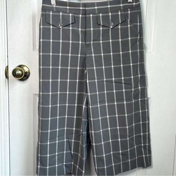 Anthropologie Cartonnier high waist wide leg capri pants gray gridlock size 0 - Picture 3 of 9